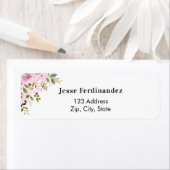 バラの花 ユーカリの花 返送先ラベル ラベル (インサイチュ)