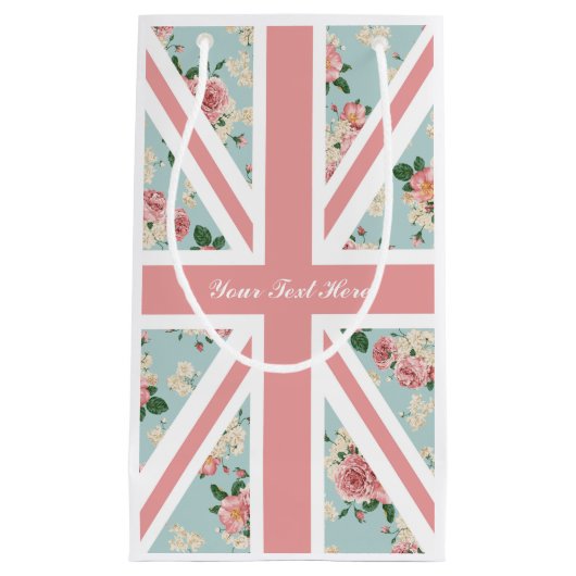 バラの英国国旗の英国の花のパーティー スモールペーパーバッグ (正面)