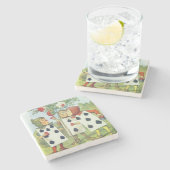 バラの茂みを絵を描くトランプ ストーンコースター (横)