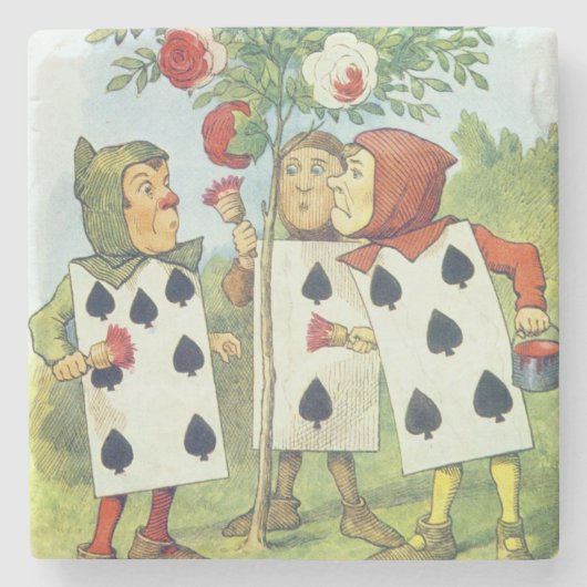 バラの茂みを絵を描くトランプ ストーンコースター (正面)