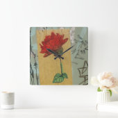 バラの落書きの時計をかぐために時間を計って下さい スクエア壁時計 (ホーム)