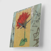 バラの落書きの時計をかぐために時間を計って下さい スクエア壁時計 (傾斜)