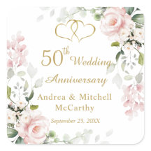 バラの葉ハート結婚50周年