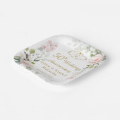 バラの葉ハート結婚50周年 ペーパープレート (傾斜あり)