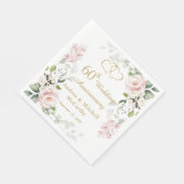 バラの葉ハート60結婚周年 スタンダードランチョンナプキン (角)