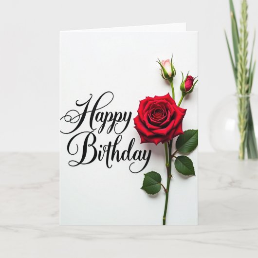 バラの蕾の誕生日カード カード (正面)
