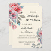 バラの計画変更ベビーシャワーカード 招待状 (正面/裏面)