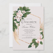 バラの赤みを帯びた熱帯の花々が咲き誇る　キンセアニエラの招待状 招待状 (正面)