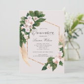 バラの赤みを帯びた熱帯の花々が咲き誇る　キンセアニエラの招待状 招待状 (スタンド正面)