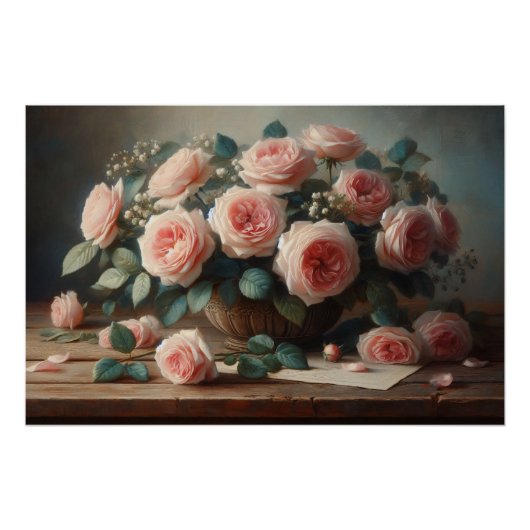 バラの赤面ピンクの切り離 ポスター (正面)