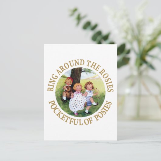 バラの輪の周りで ポケットいっぱいの花 ポストカード (スタンド正面)
