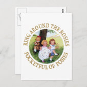 バラの輪の周りで ポケットいっぱいの花 ポストカード (正面/裏面)