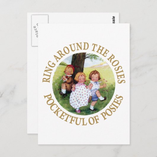 バラの輪の周りで ポケットいっぱいの花 ポストカード (正面/裏面)