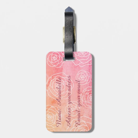 バラの輪郭 ラゲッジタグ (裏面縦)