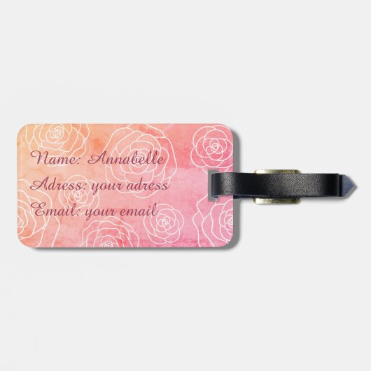 バラの輪郭 ラゲッジタグ (裏面横)