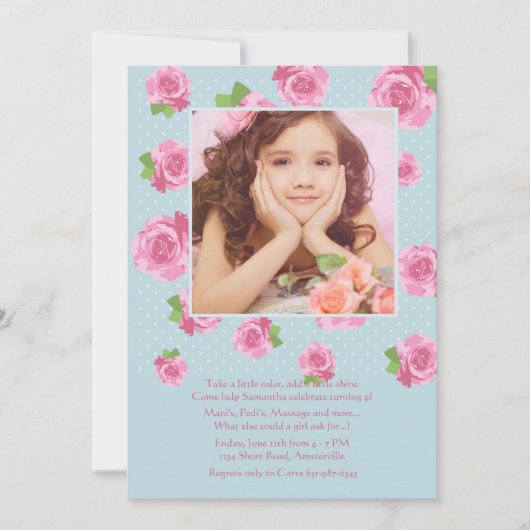 バラの野原 フォト 招待状 (正面)