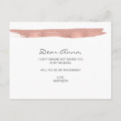 バラの金ゴールドの筆跡が私の花嫁になる インビテーションポストカード (裏面)