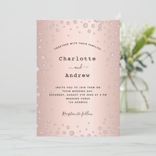 バラの金ゴールドエレガントが黒く結婚した 招待状 (スタンド正面)