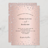 バラの金ゴールドエレガントが黒く結婚した 招待状 (正面/裏面)