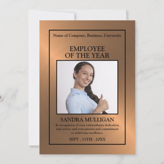 バラの金ゴールドパーソナライズされた/写真 – 社員賞カード 招待状 (正面)