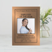 バラの金ゴールドパーソナライズされた/写真 – 社員賞カード 招待状 (スタンド正面)