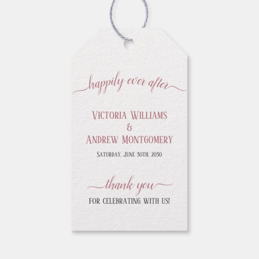 バラの金ゴールドモダンスクリプトの後に楽し結婚く ギフトタグ (裏面)