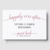 バラの金ゴールドモダンスクリプトの後に楽し結婚く ゲストブック (正面)