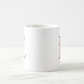 バラの金色の花のイニシャルEモノグラム入り名入れギフト コーヒーマグカップ (中央)