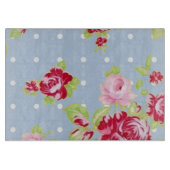 バラの青いガラスの切断板 カッティングボード (正面)