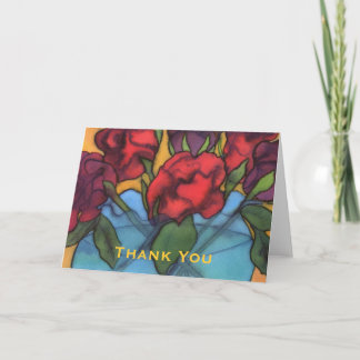 バラの青い花瓶サンキューカード サンキューカード