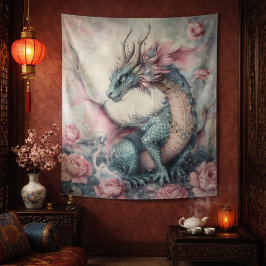 バラの魔法のドラゴン タペストリー