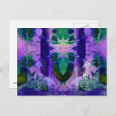 バラの鳥、抽象芸術バイオレットピンクのサイクル ポストカード (正面/裏面)