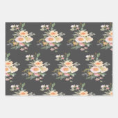 バラの黒いラッピング紙 ラッピングペーパーシート (正面2)