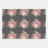 バラの黒いラッピング紙 ラッピングペーパーシート (正面)