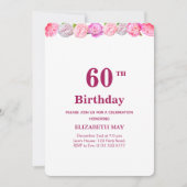 バラの40歳、60歳の誕生日　バーガンディー＆ホワイト 招待状 (正面)