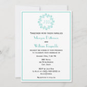 バラのDIYリース2イニシャル結婚ズモノグラムCO2 招待状 (正面)