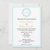 バラのDIYリース2イニシャル結婚ズモノグラムCO2 招待状 (正面)