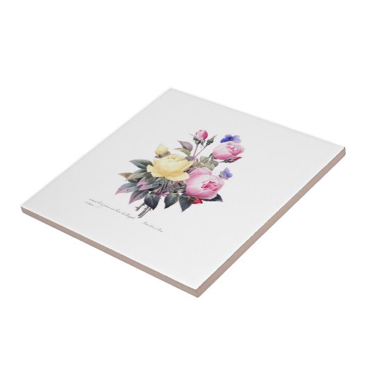 バラのRedouteの美女のフルーアの白いセラミックタイル タイル (側面)