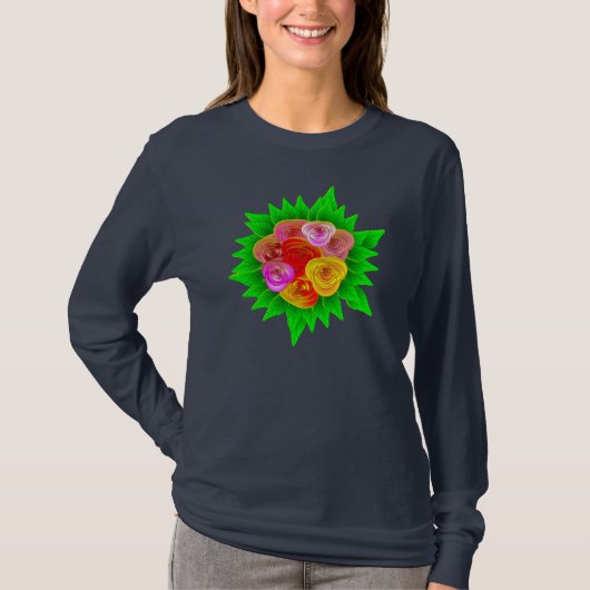 バラのTシャツのテーマ-伝統的なバラは芸術を城郭で囲みます Tシャツ (正面)