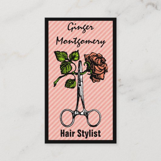 バラはさみ美容師名刺 予約カード (正面)