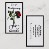 バラはさみ美容師名刺 予約カード (正面/裏面)