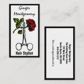 バラはさみ美容師名刺 予約カード (正面/裏面)