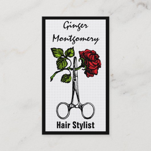 バラはさみ美容師名刺 予約カード (正面)