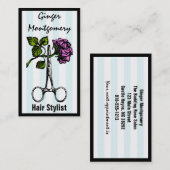 バラはさみ美容師名刺 予約カード (正面/裏面)