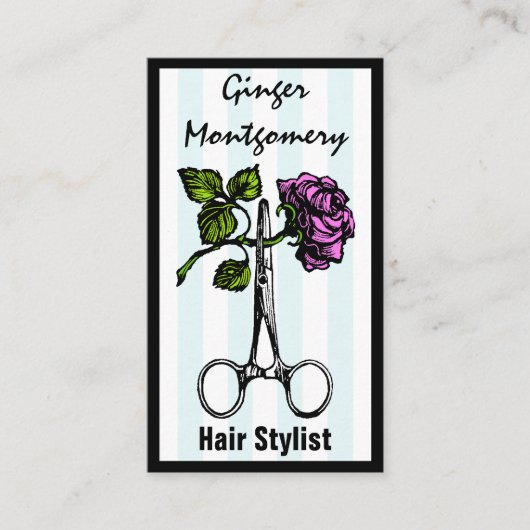 バラはさみ美容師名刺 予約カード (正面)