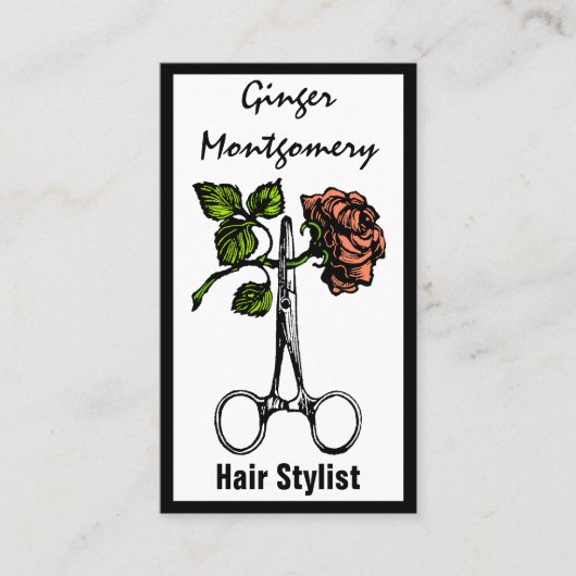 バラはさみ美容師名刺 予約カード (正面)