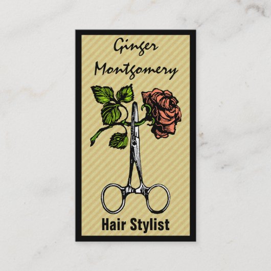 バラはさみ美容師名刺 予約カード (正面)