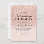 バラはっきりした金ゴールドグリッターエレガントチックキンセアニェラ 招待状 (正面)