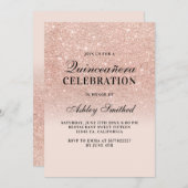 バラはっきりした金ゴールドグリッターエレガントチックキンセアニェラ 招待状 (正面/裏面)