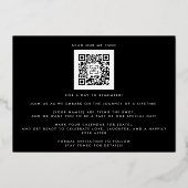 バラはっきりした金ゴールド名フォトQRコード日付を保存 箔招待状 (裏面)